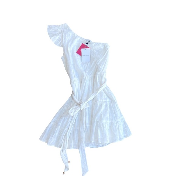 Revolve Karina Grimaldi New with Tags Pauline Jacquard Mini Dress in White - Picture 2 of 9